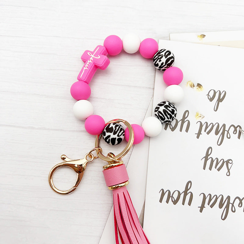 Wholesale Cross Silicone Beaded Keychain